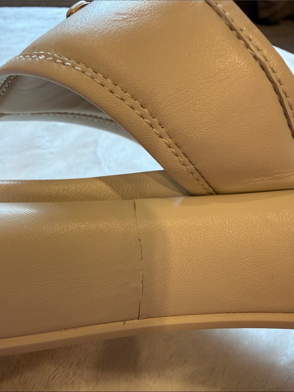 Coach Cream Platform Thong Sandals with Gold 'C' Accent - Picture 8 of 9